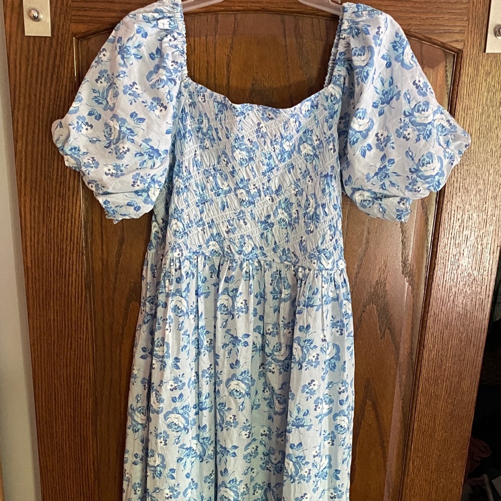 Simply Southern Light Blue and White Floral Maxi Dress